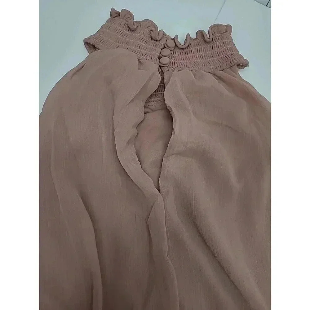 Taylor Dress Women's Size 12 Mauve Tired Maxi Formal Dress Mock Halter - Picture 8 of 9